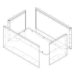 Vue technique filaire du bac rectangulaire avec son fond.