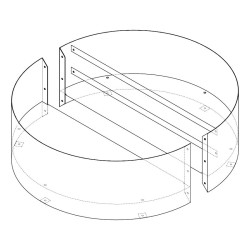 Vue technique filaire du bac rond avec son fond.