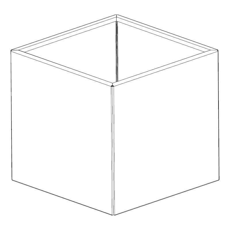 Vue technique filaire du bac carré soudé et étanche.