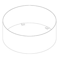 Vue technique filaire du bac rond soudé et étanche.